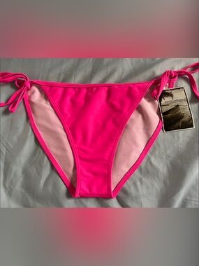 Neon Pink Tie-Side Bikini Bottom - Brand Unspecified